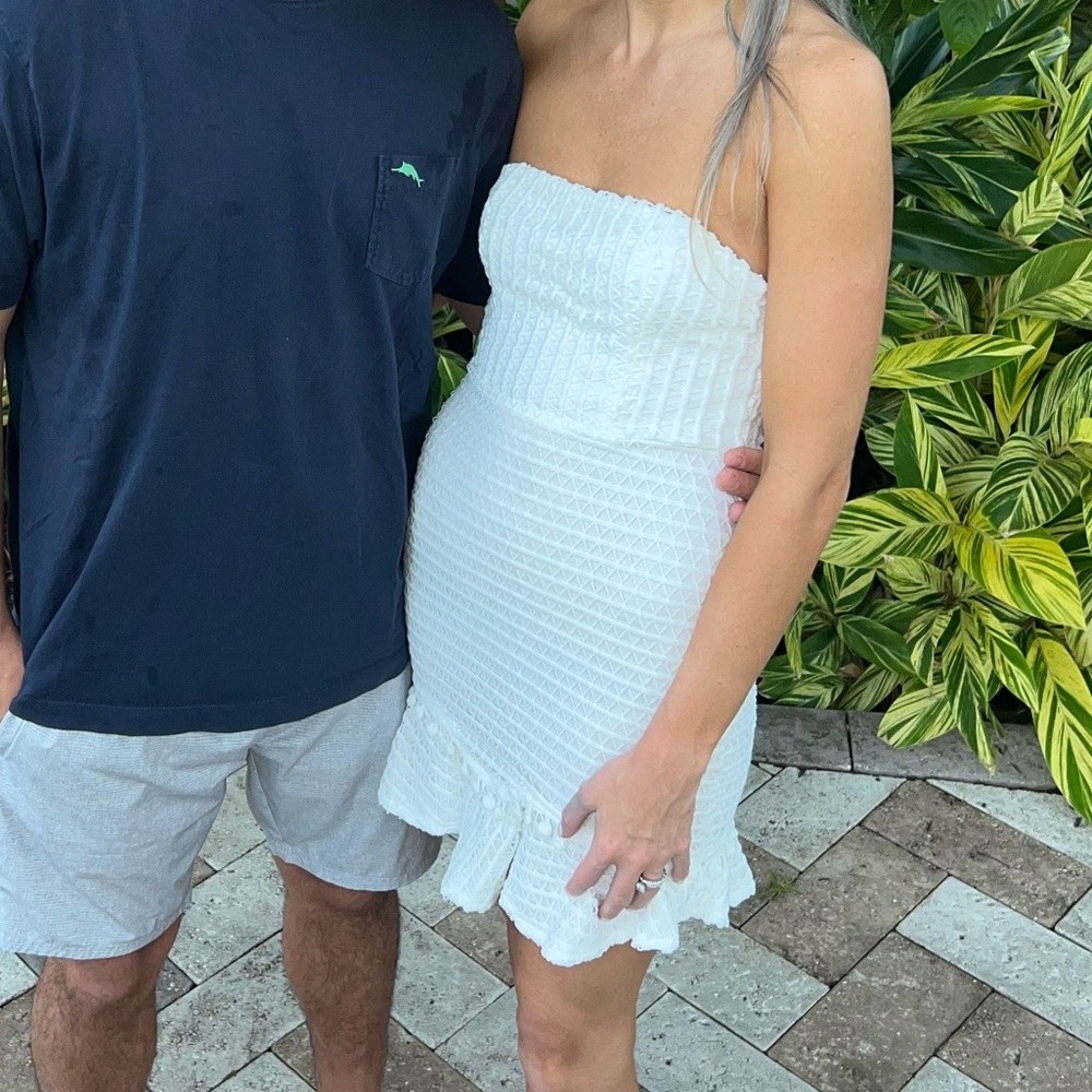 White strapless knit dress